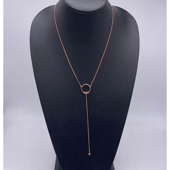 Luv AJ Rhinestone Full Bloom Lariat Y-Drop Chain Necklace Classis Preppy Work - Picture 2 of 4